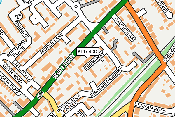 KT17 4DD map - OS OpenMap – Local (Ordnance Survey)