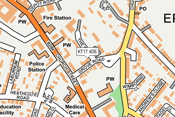 KT17 4DE map - OS OpenMap – Local (Ordnance Survey)