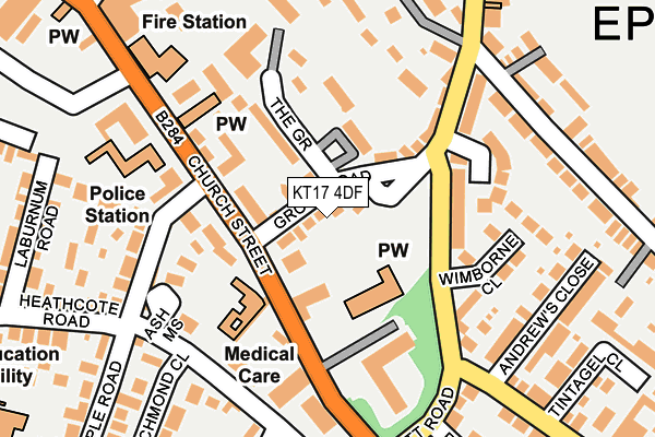 KT17 4DF map - OS OpenMap – Local (Ordnance Survey)