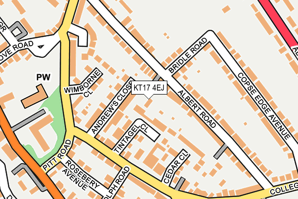 KT17 4EJ map - OS OpenMap – Local (Ordnance Survey)