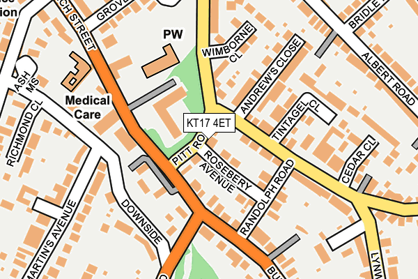 KT17 4ET map - OS OpenMap – Local (Ordnance Survey)