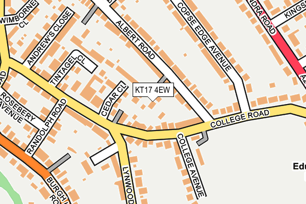 KT17 4EW map - OS OpenMap – Local (Ordnance Survey)