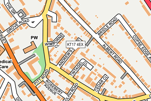 KT17 4EX map - OS OpenMap – Local (Ordnance Survey)