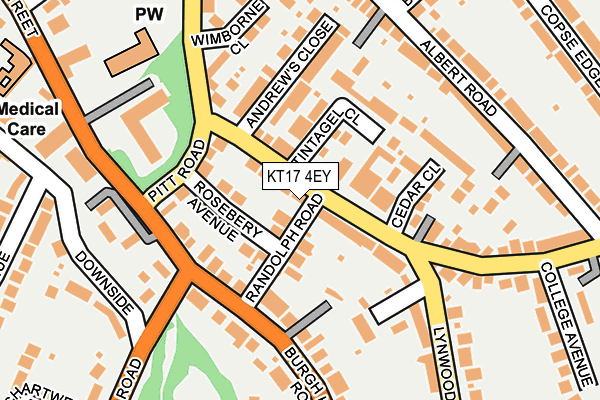 KT17 4EY map - OS OpenMap – Local (Ordnance Survey)