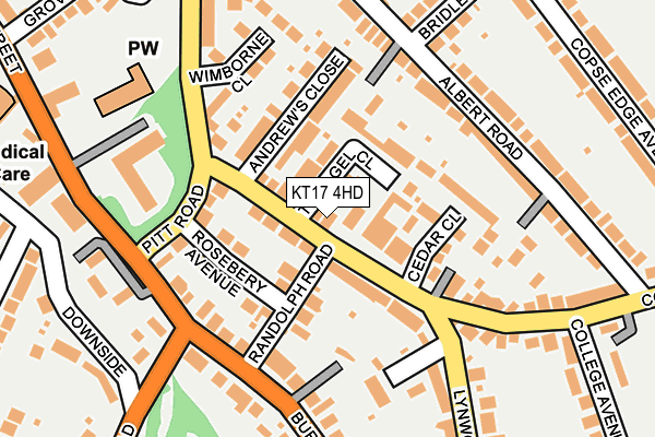 KT17 4HD map - OS OpenMap – Local (Ordnance Survey)
