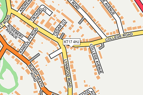 KT17 4HJ map - OS OpenMap – Local (Ordnance Survey)