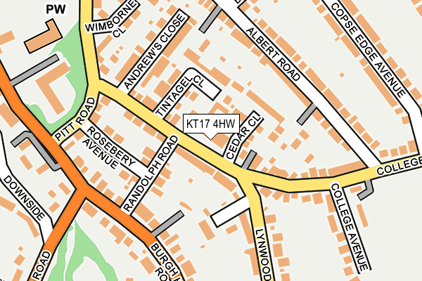 KT17 4HW map - OS OpenMap – Local (Ordnance Survey)