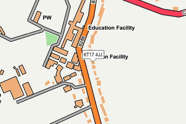 KT17 4JJ map - OS OpenMap – Local (Ordnance Survey)