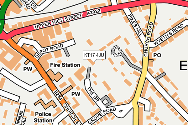KT17 4JU map - OS OpenMap – Local (Ordnance Survey)