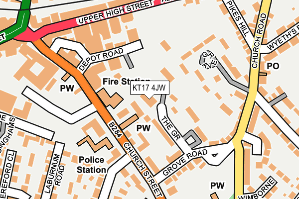 KT17 4JW map - OS OpenMap – Local (Ordnance Survey)