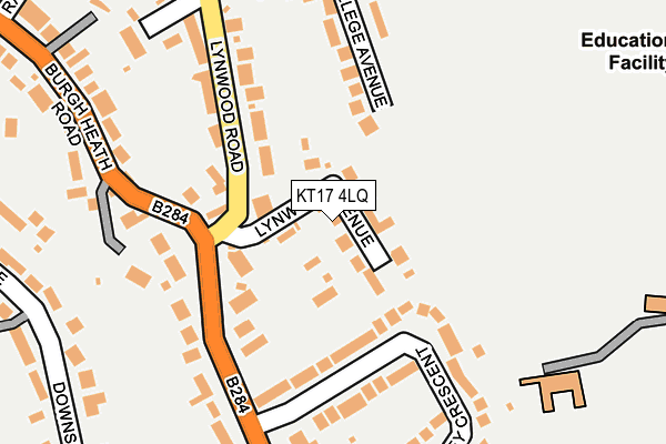 KT17 4LQ map - OS OpenMap – Local (Ordnance Survey)