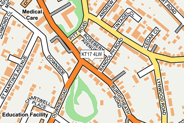 KT17 4LW map - OS OpenMap – Local (Ordnance Survey)