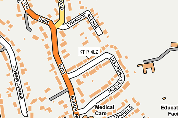 KT17 4LZ map - OS OpenMap – Local (Ordnance Survey)