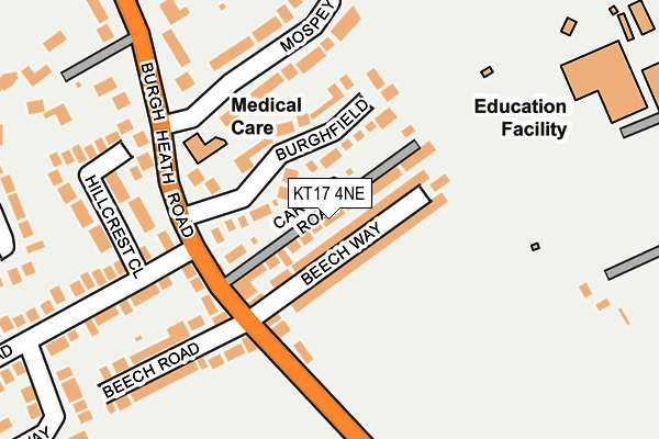 KT17 4NE map - OS OpenMap – Local (Ordnance Survey)