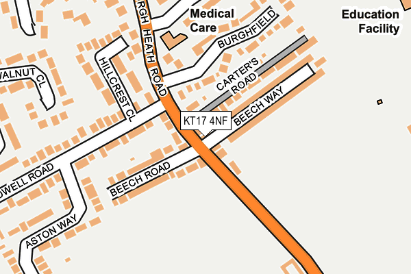 KT17 4NF map - OS OpenMap – Local (Ordnance Survey)
