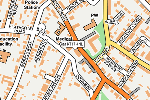 KT17 4NL map - OS OpenMap – Local (Ordnance Survey)
