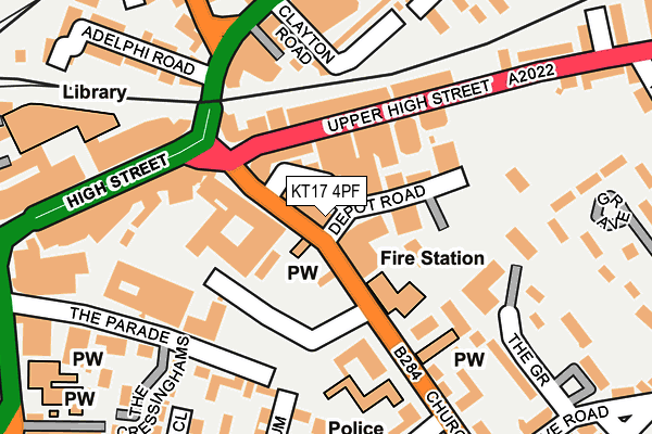 KT17 4PF map - OS OpenMap – Local (Ordnance Survey)