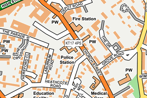 KT17 4PS map - OS OpenMap – Local (Ordnance Survey)