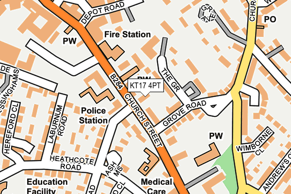 KT17 4PT map - OS OpenMap – Local (Ordnance Survey)