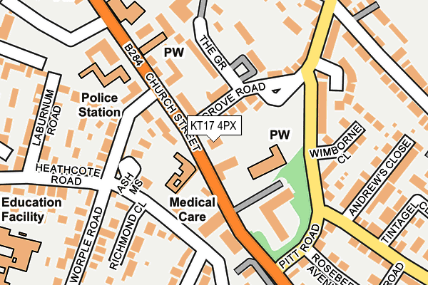 KT17 4PX map - OS OpenMap – Local (Ordnance Survey)