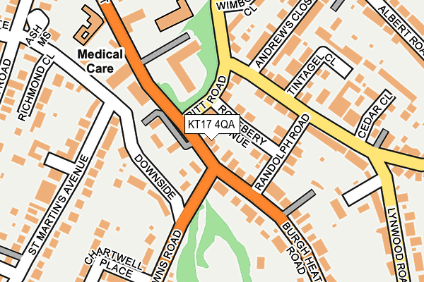 KT17 4QA map - OS OpenMap – Local (Ordnance Survey)