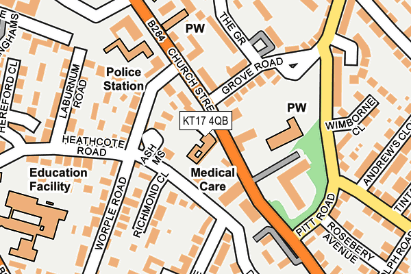KT17 4QB map - OS OpenMap – Local (Ordnance Survey)