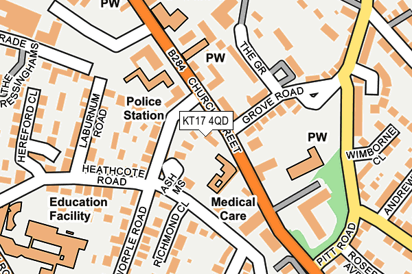 KT17 4QD map - OS OpenMap – Local (Ordnance Survey)