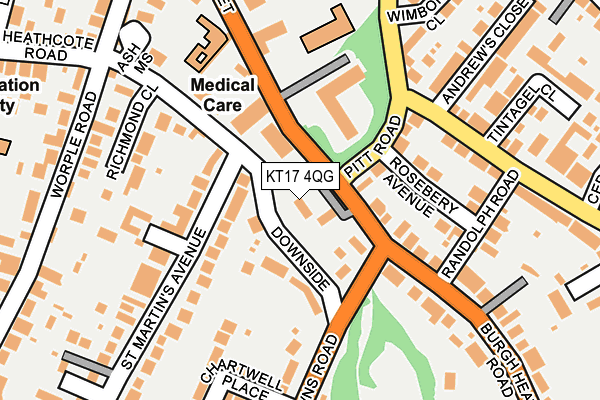 KT17 4QG map - OS OpenMap – Local (Ordnance Survey)