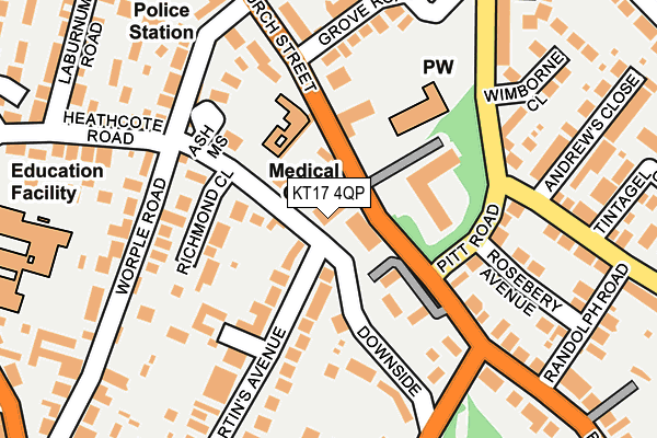 KT17 4QP map - OS OpenMap – Local (Ordnance Survey)