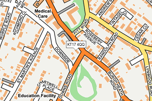 KT17 4QQ map - OS OpenMap – Local (Ordnance Survey)