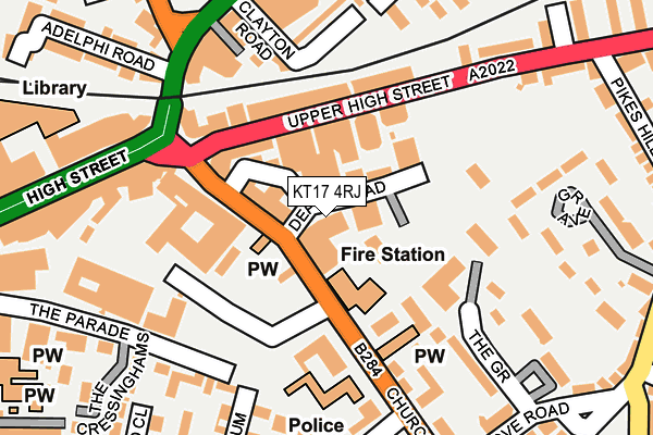 KT17 4RJ map - OS OpenMap – Local (Ordnance Survey)