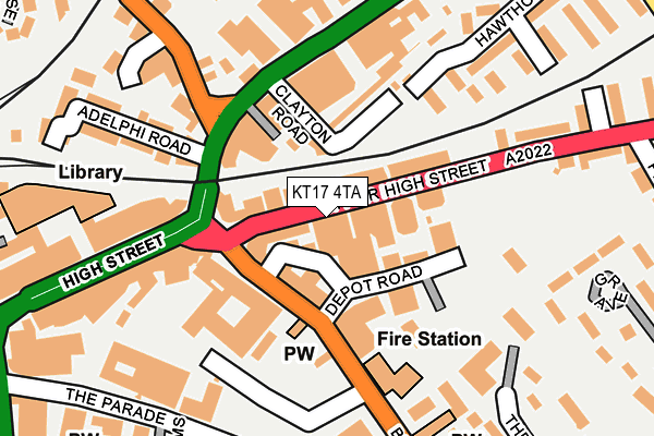 KT17 4TA map - OS OpenMap – Local (Ordnance Survey)