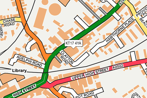 KT17 4YA map - OS OpenMap – Local (Ordnance Survey)