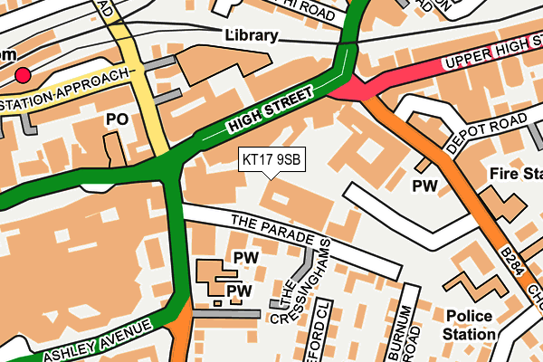 KT17 9SB map - OS OpenMap – Local (Ordnance Survey)