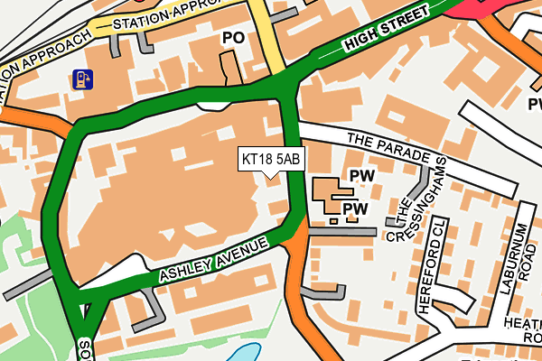KT18 5AB map - OS OpenMap – Local (Ordnance Survey)