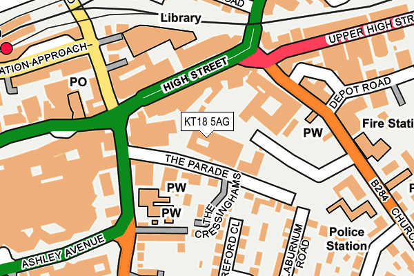 KT18 5AG map - OS OpenMap – Local (Ordnance Survey)