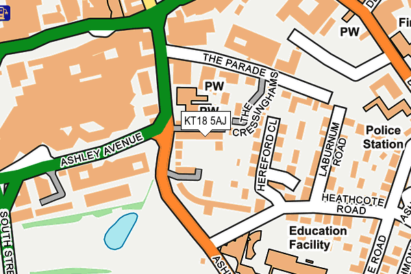 KT18 5AJ map - OS OpenMap – Local (Ordnance Survey)
