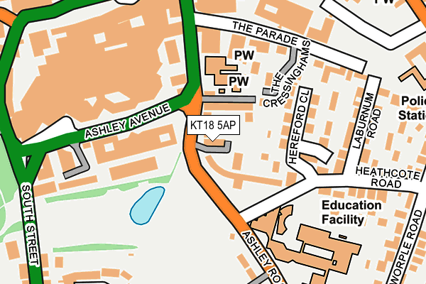 KT18 5AP map - OS OpenMap – Local (Ordnance Survey)