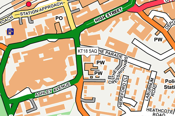 KT18 5AQ map - OS OpenMap – Local (Ordnance Survey)