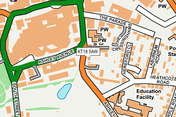 KT18 5AW map - OS OpenMap – Local (Ordnance Survey)