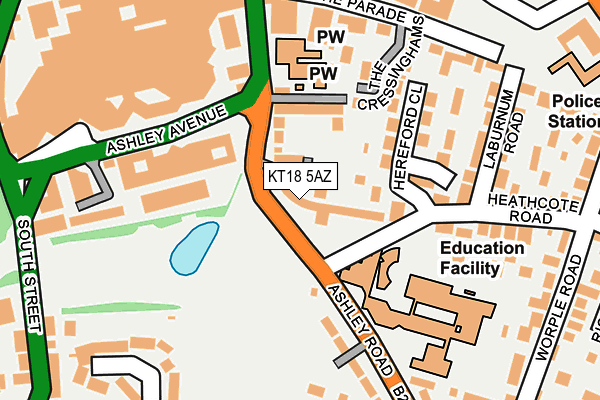 KT18 5AZ map - OS OpenMap – Local (Ordnance Survey)