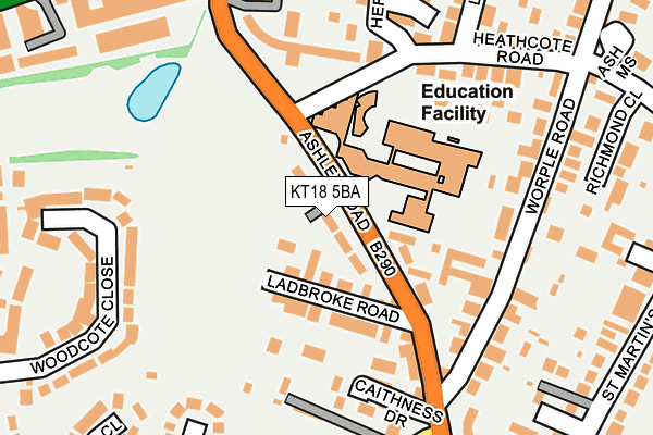KT18 5BA map - OS OpenMap – Local (Ordnance Survey)