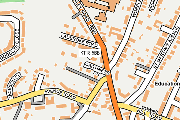 KT18 5BB map - OS OpenMap – Local (Ordnance Survey)