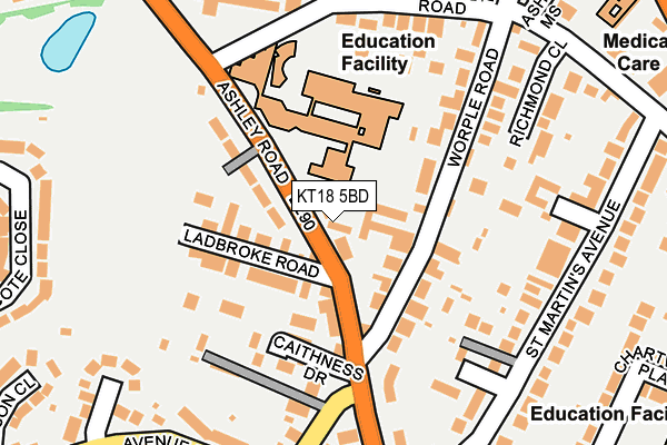 KT18 5BD map - OS OpenMap – Local (Ordnance Survey)
