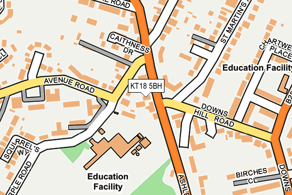 KT18 5BH map - OS OpenMap – Local (Ordnance Survey)