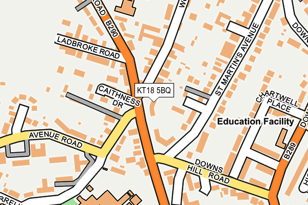 KT18 5BQ map - OS OpenMap – Local (Ordnance Survey)