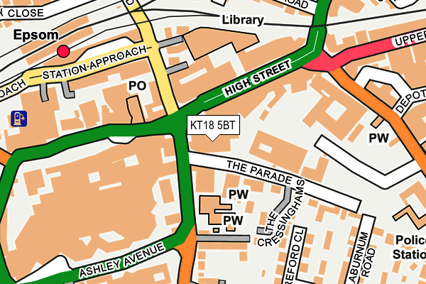 KT18 5BT map - OS OpenMap – Local (Ordnance Survey)