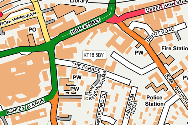 KT18 5BY map - OS OpenMap – Local (Ordnance Survey)