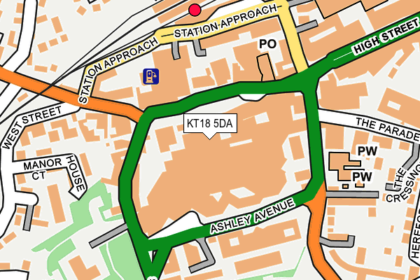 KT18 5DA map - OS OpenMap – Local (Ordnance Survey)