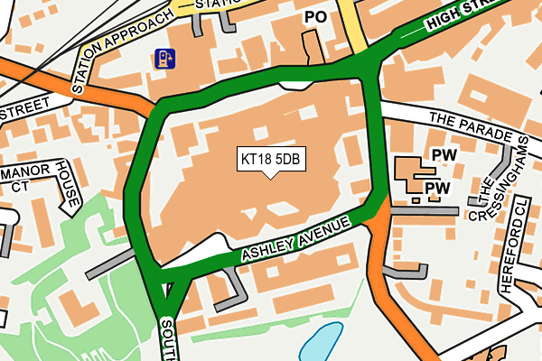 KT18 5DB map - OS OpenMap – Local (Ordnance Survey)